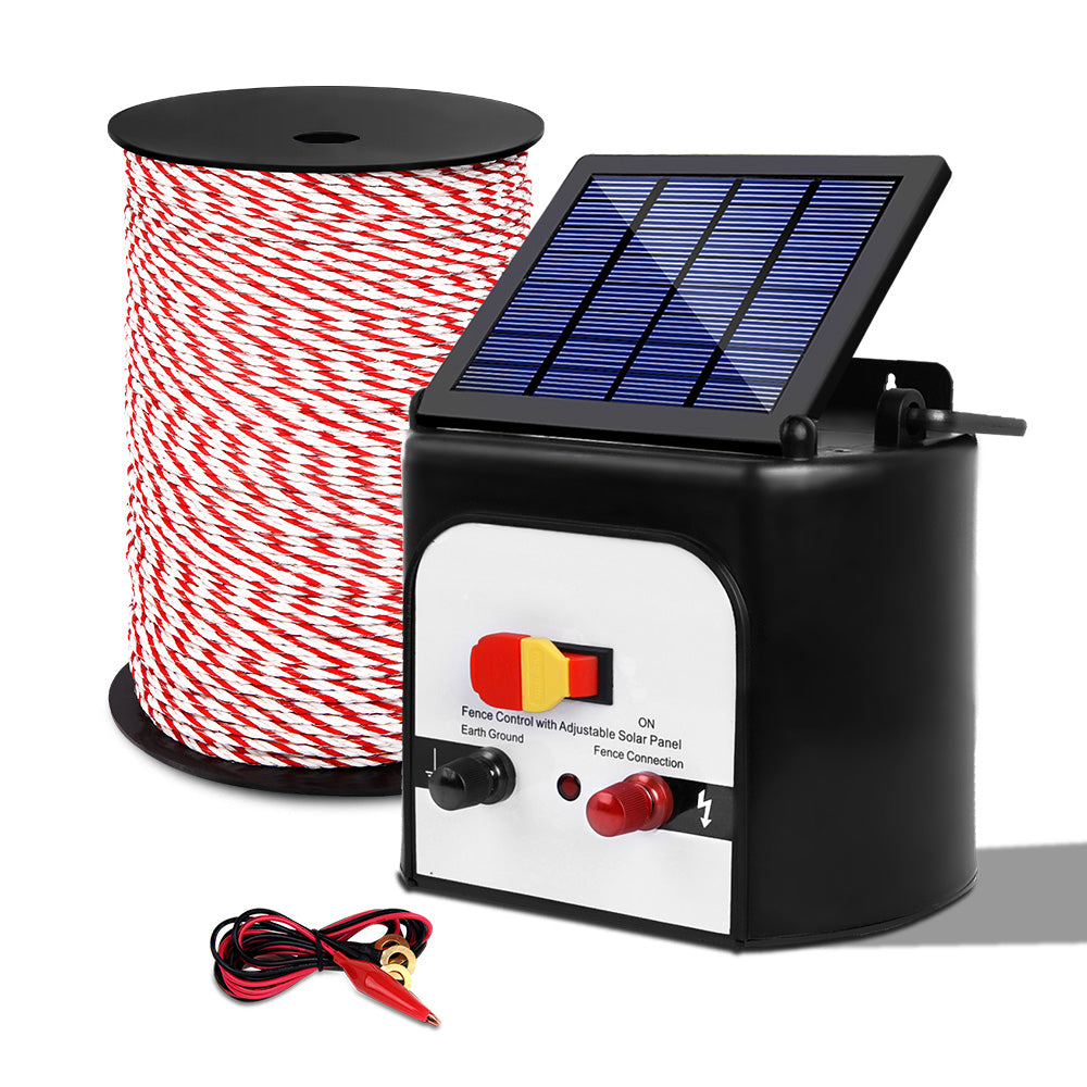 Marlook Fence Energiser 8KM Solar Powered Electric 500M Poly Rope