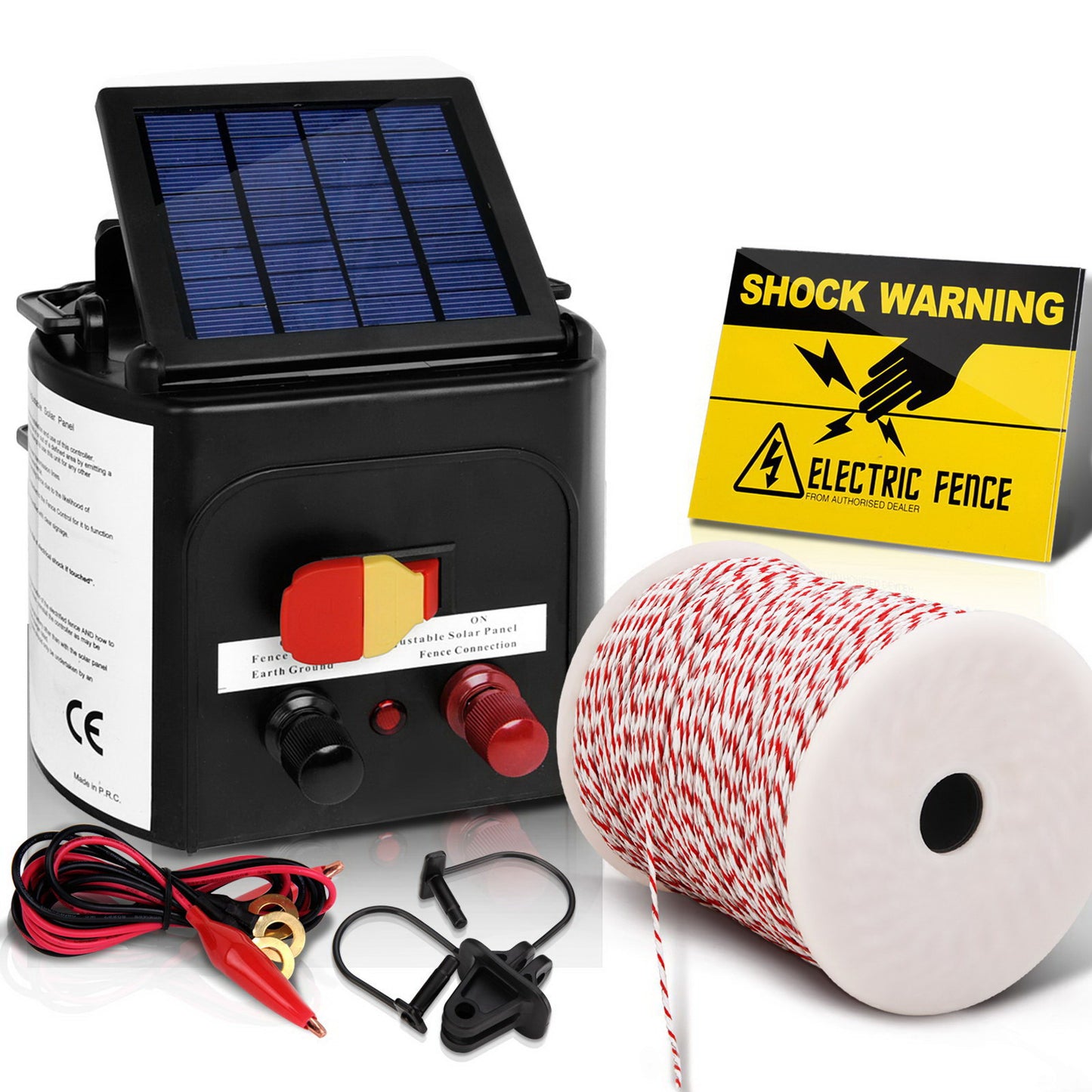 Marlook Fence Energiser 3KM Solar Powered Electric 500M Poly Wire Insulator