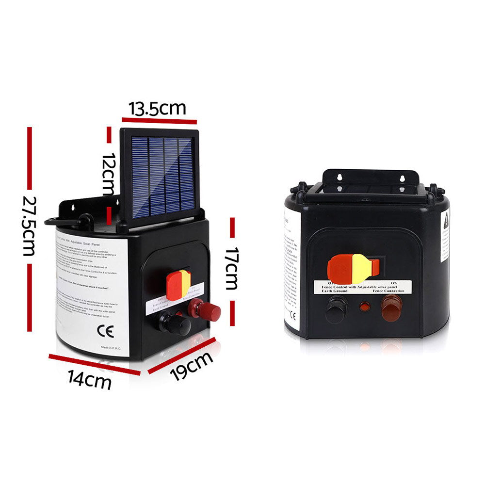 Marlook Fence Energiser 3KM Solar Powered 0.1J Electric Fencing Charger