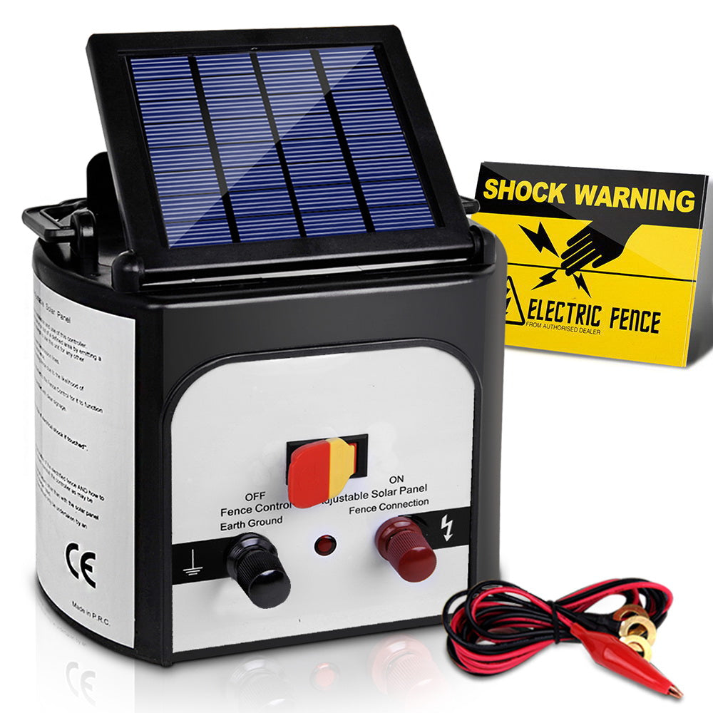 Marlook Fence Energiser 8KM Solar Powered 0.3J Electric Fencing Charger