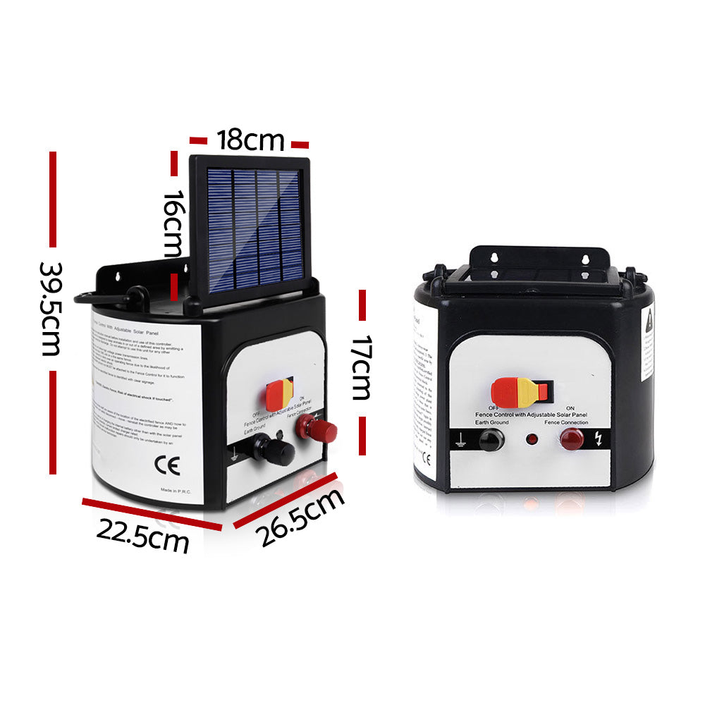 Marlook Fence Energiser 8KM Solar Powered 0.3J Electric Fencing Charger
