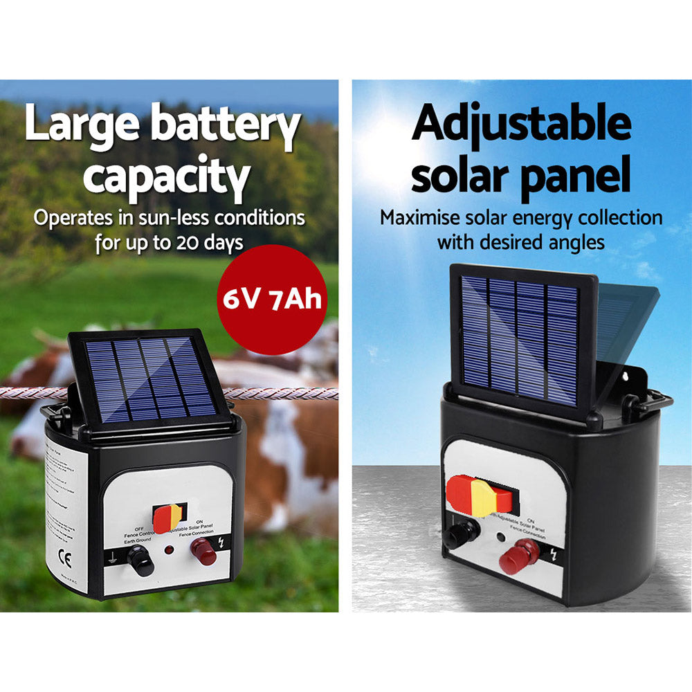 Marlook Fence Energiser 8KM Solar Powered 0.3J Electric Fencing Charger