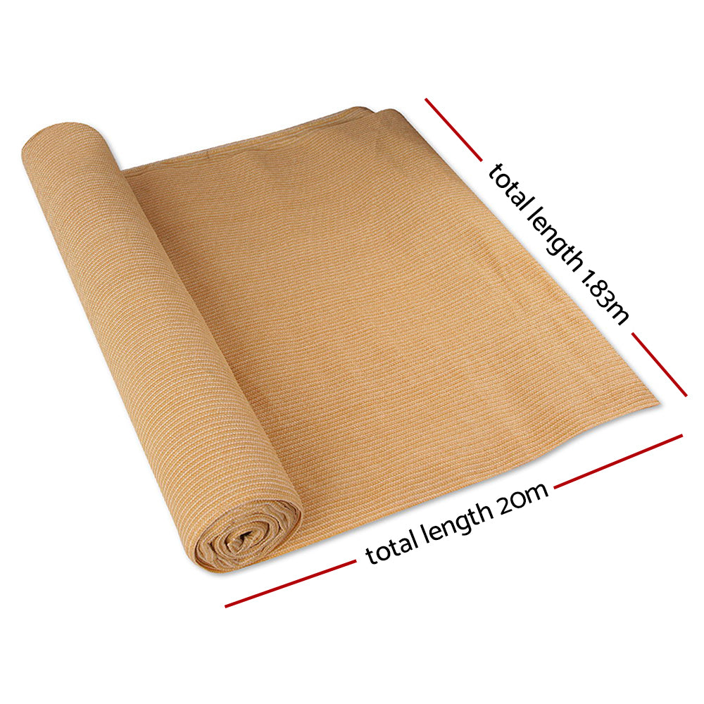 Marlook 70% Shade Cloth 1.83x20m Shadecloth Sail Heavy Duty Beige