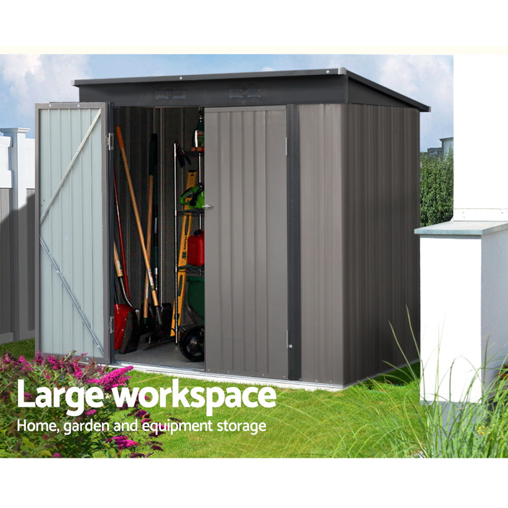 Marlook Garden Shed 1.95x1.31M Sheds Outdoor Storage Steel Workshop House Tool Double Door