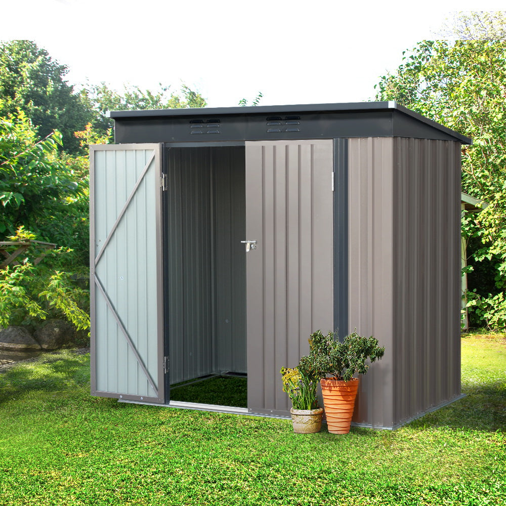 Marlook Garden Shed 1.95x1.31M Sheds Outdoor Storage Steel Workshop House Tool Double Door