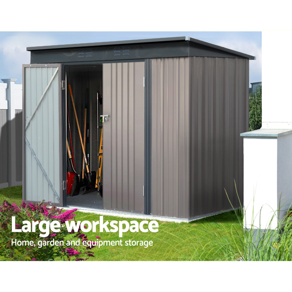 Marlook Garden Shed 2.31x1.31M Sheds Outdoor Storage Tool Metal Workshop Shelter Double Door