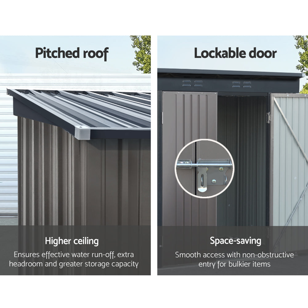 Marlook Garden Shed 2.31x1.31M Sheds Outdoor Storage Tool Metal Workshop Shelter Double Door