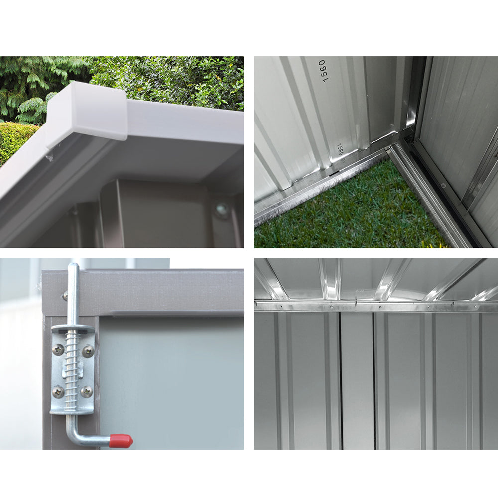 Marlook Garden Shed 2.31x1.31M Sheds Outdoor Storage Tool Metal Workshop Shelter Double Door