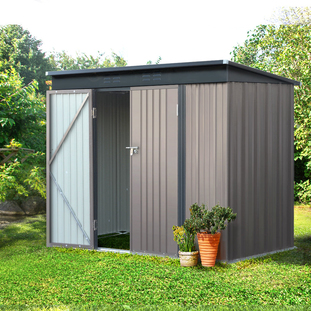 Marlook Garden Shed 2.31x1.31M Sheds Outdoor Storage Tool Metal Workshop Shelter Double Door