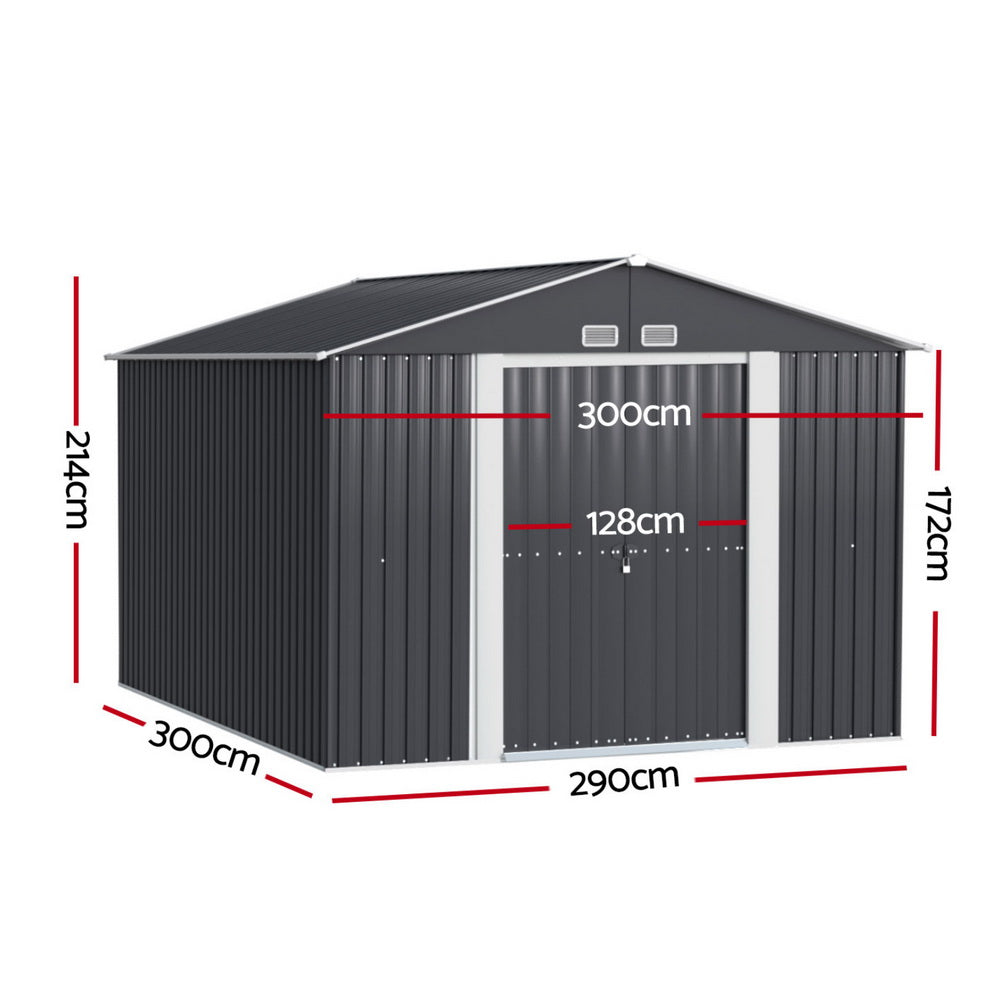 Marlook Garden Shed 3x3M Outdoor Storage Tool Workshop House Shelter