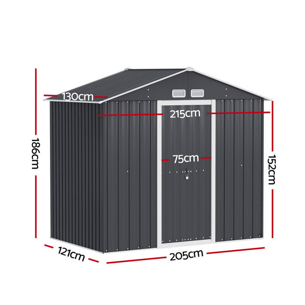 Marlook Garden Shed Outdoor Storage 2.15x1.3M Tool Workshop House Shelter Sliding Door