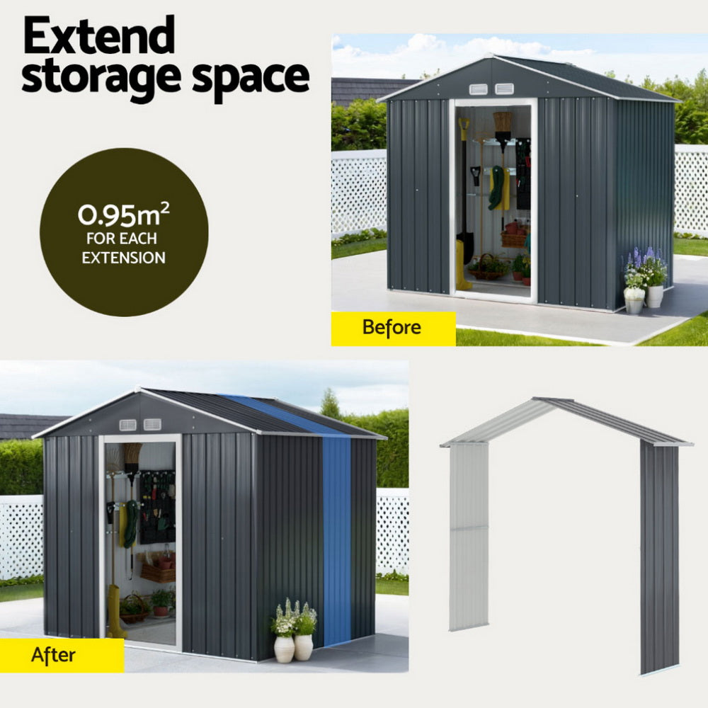 Marlook Garden Shed Outdoor Storage 2.15x1.74M Tool Workshop House w/Extension Kit