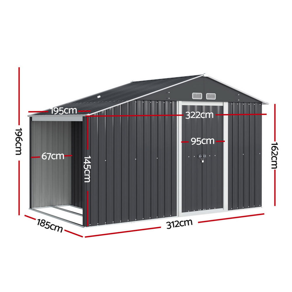 Marlook Garden Shed 3.22x1.96M Outdoor Storage Tool Workshop House Shelter
