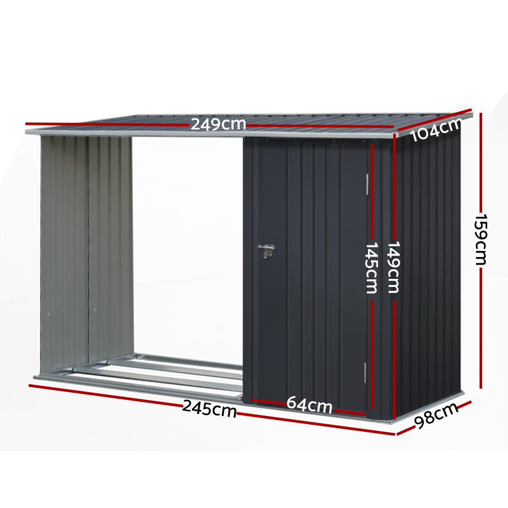 Marlook Garden Shed 2.49x1.04M Sheds Outdoor Tool Storage Workshop House Steel 2 in 1