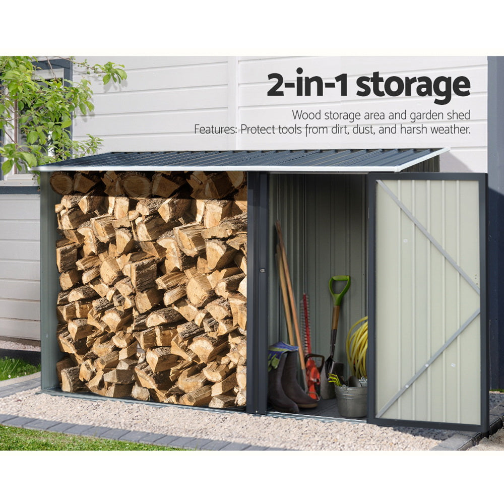 Marlook Garden Shed 2.49x1.04M Sheds Outdoor Tool Storage Workshop House Steel 2 in 1