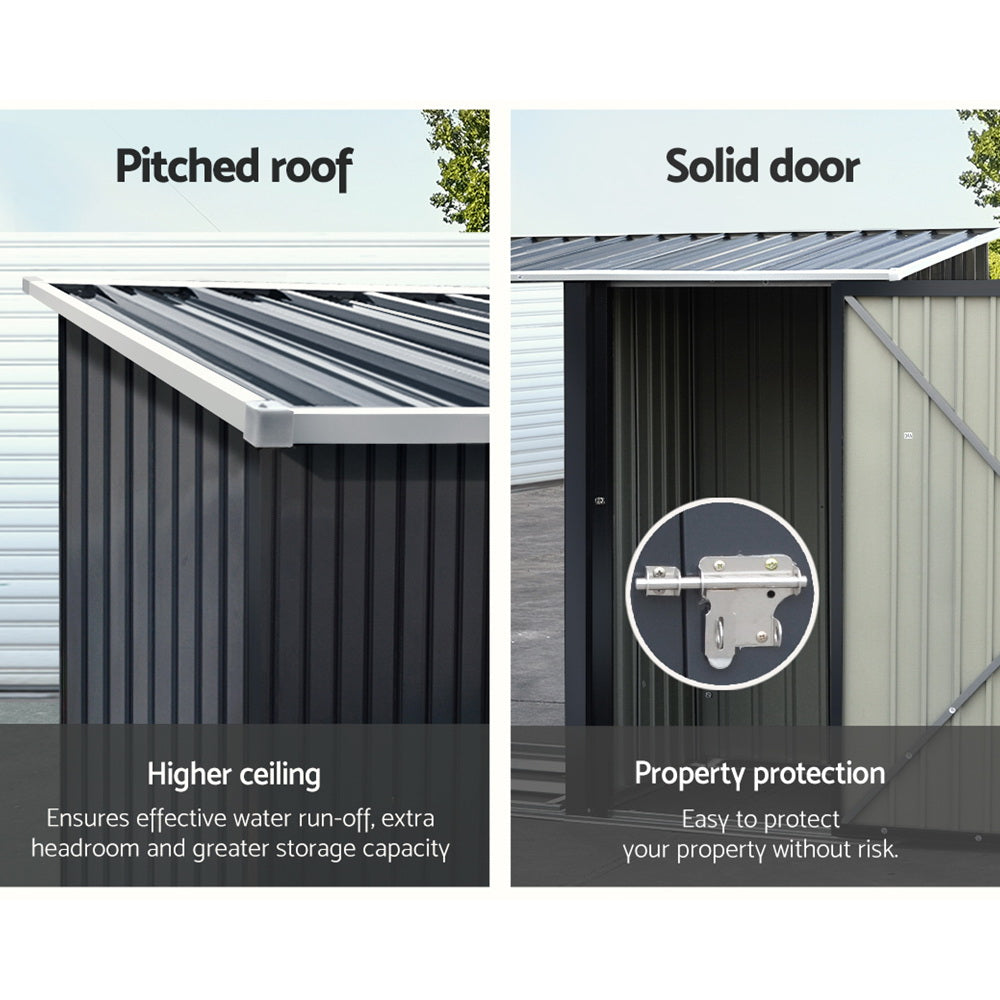 Marlook Garden Shed 2.49x1.04M Sheds Outdoor Tool Storage Workshop House Steel 2 in 1