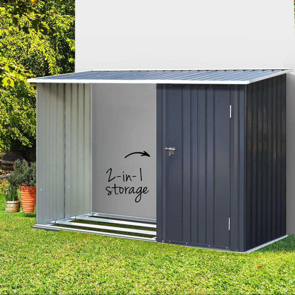 Marlook Garden Shed 2.49x1.04M Sheds Outdoor Tool Storage Workshop House Steel 2 in 1