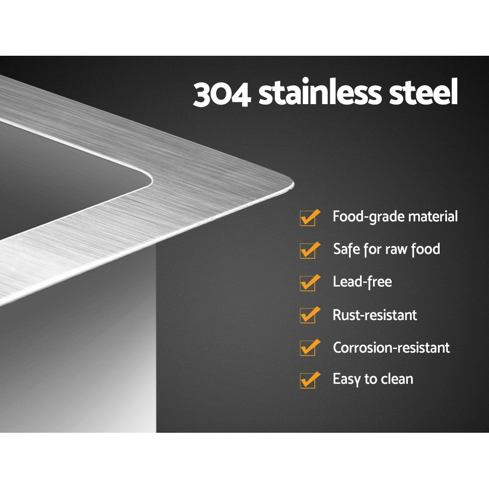 Marlook Kitchen Sink 60X45CM Stainless Steel Basin Single Bowl Laundry Silver
