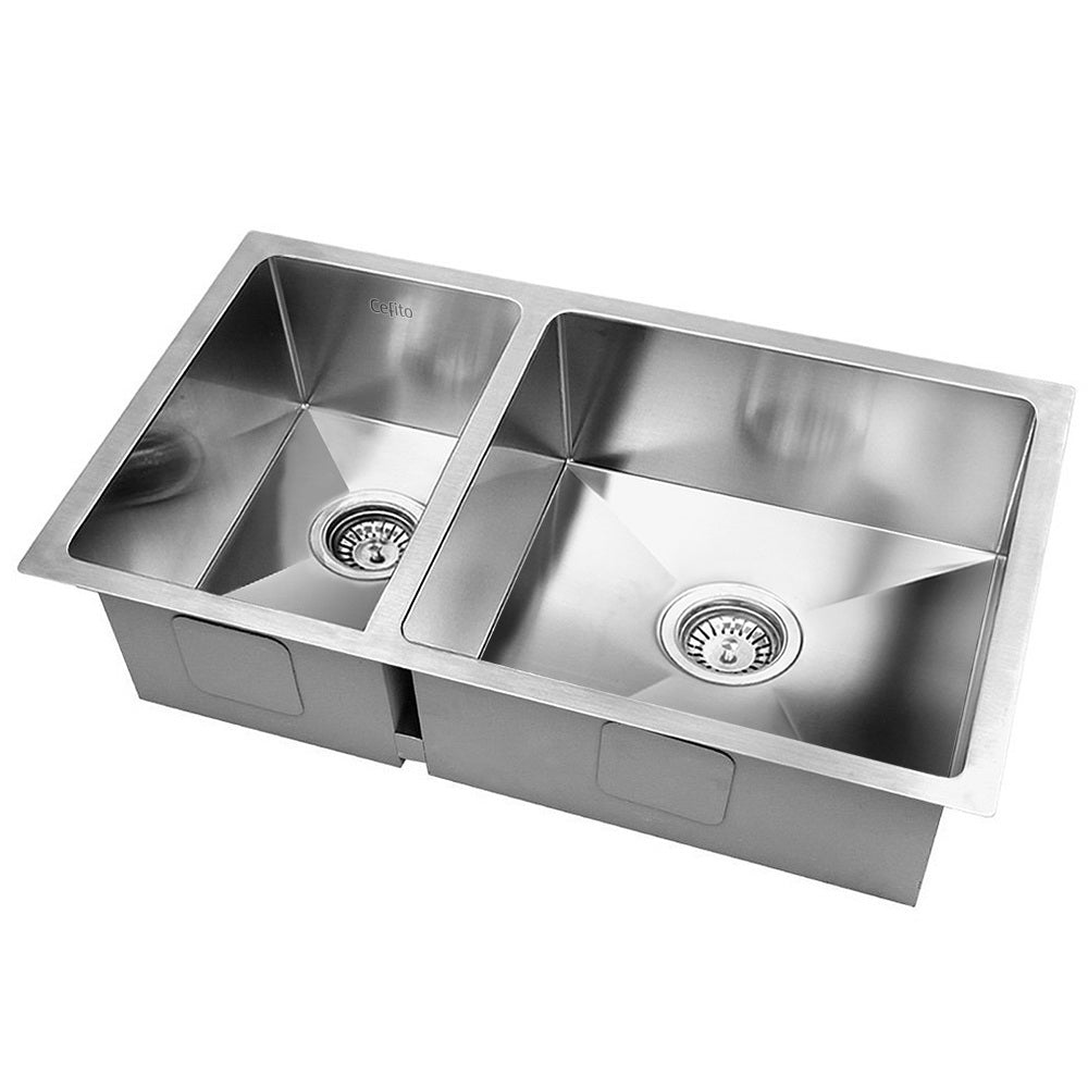 Marlook Kitchen Sink 71X45CM Stainless Steel Basin Double Bowl Laundry Silver