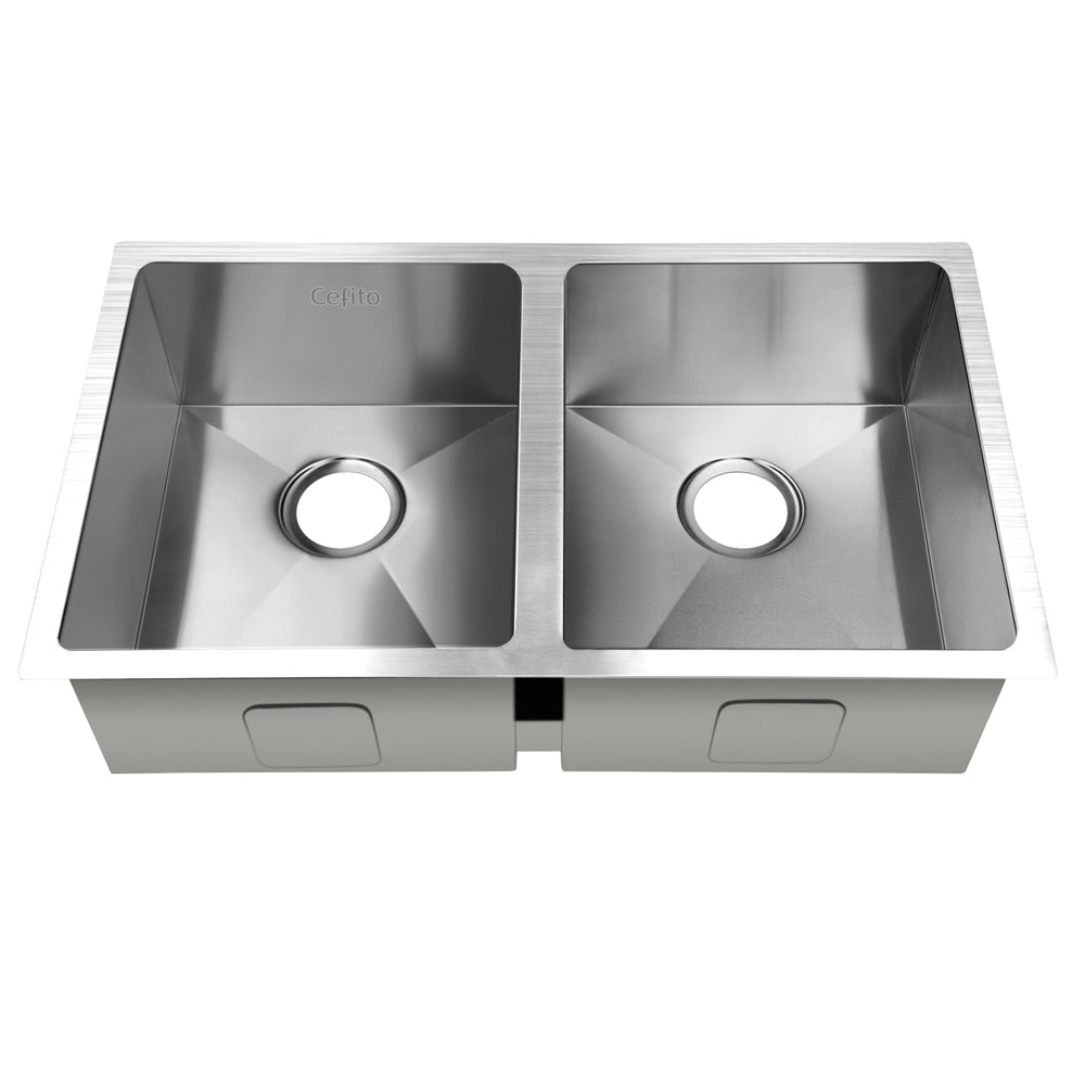 Marlook Kitchen Sink 77X45CM Stainless Steel Basin Double Bowl Laundry Silver