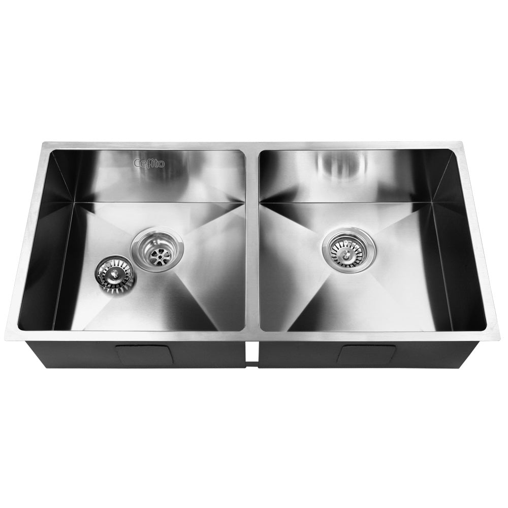 Marlook Kitchen Sink 86X44CM Stainless Steel Basin Double Bowl Laundry Silver