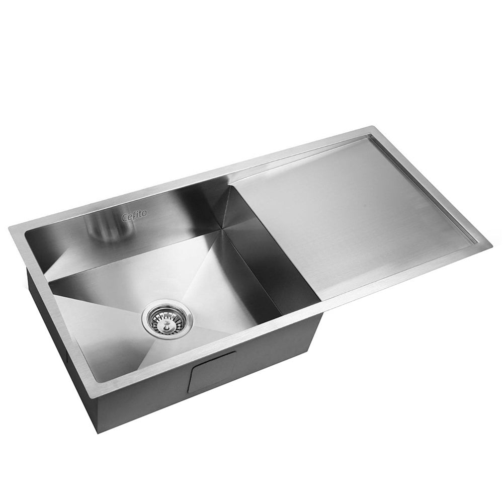 Marlook Kitchen Sink 96X45CM Stainless Steel Basin Single Bowl Laundry Silver