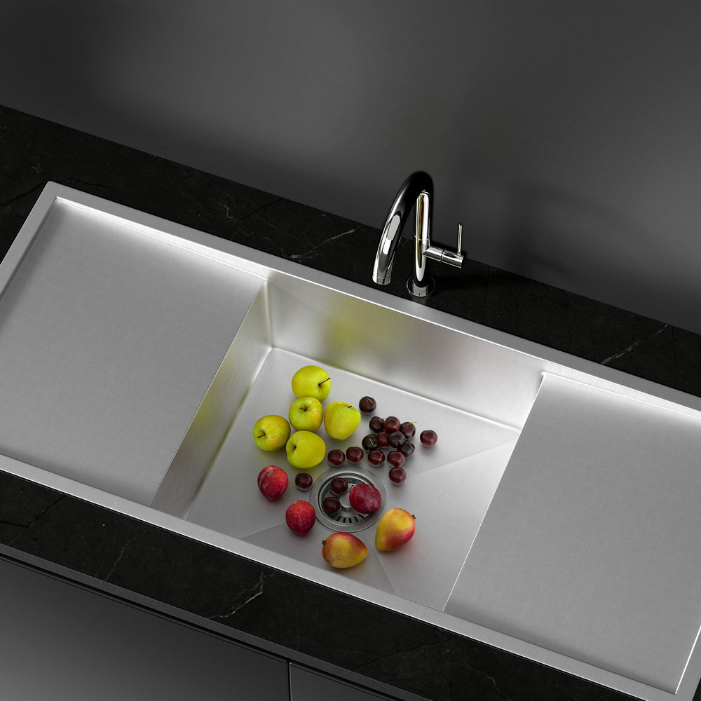 Marlook Kitchen Sink Basin Stainless Steel Under/Top/Flush Mount Bowl 122X45CM