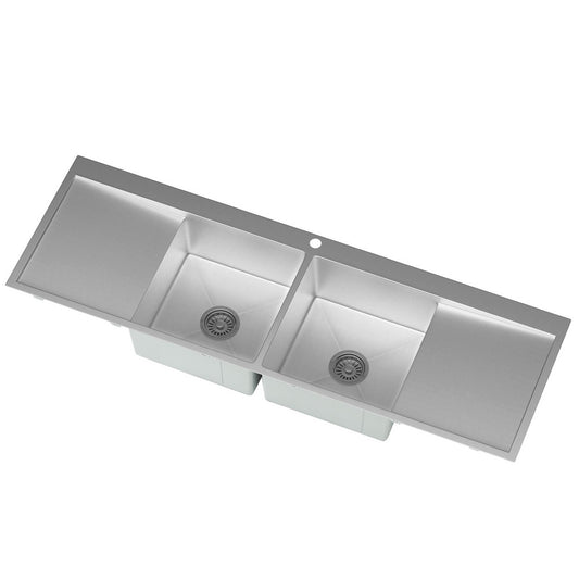 Marlook Kitchen Sink Basin Stainless Steel Under/Top/Flush Mount Bowl 155X50CM