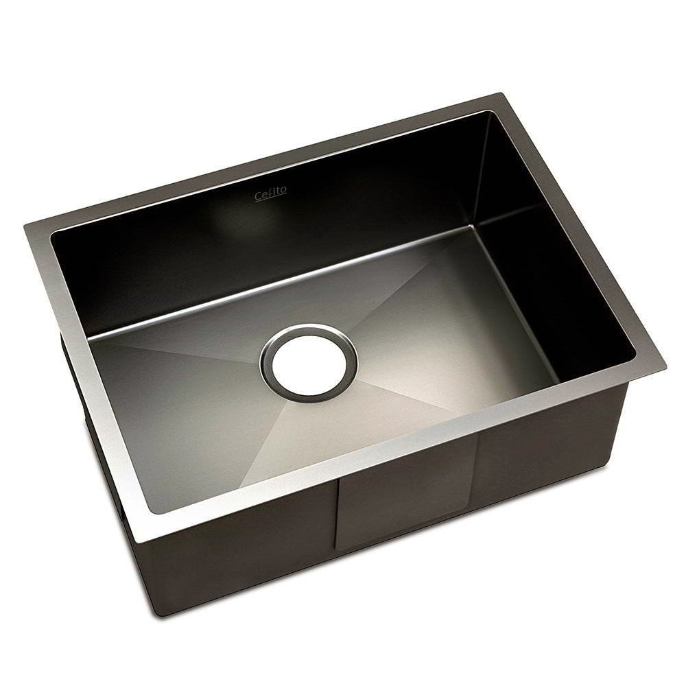 Marlook Kitchen Sink 60X45CM Stainless Steel Basin Single Bowl Laundry Black