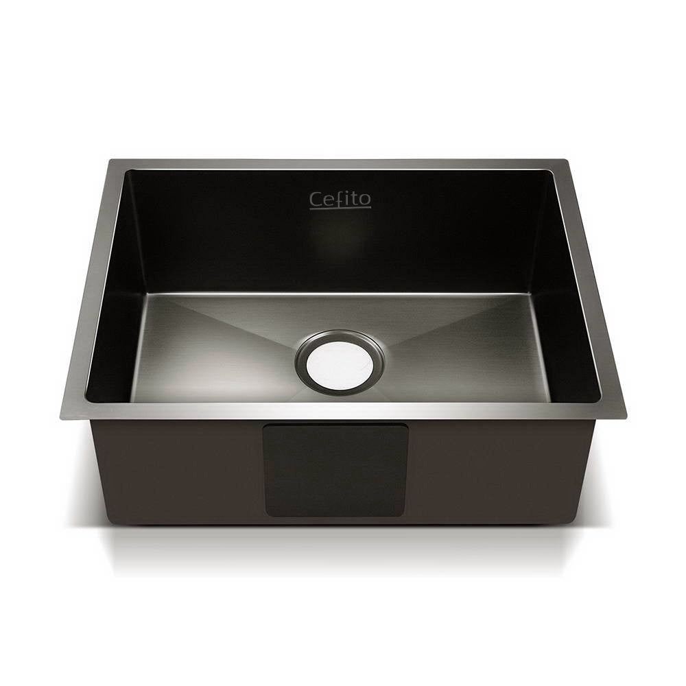 Marlook Kitchen Sink 60X45CM Stainless Steel Basin Single Bowl Laundry Black