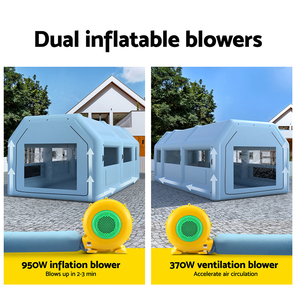 Marlook Inflatable Spray Booth 8.5X4.6M Car Paint Tent Filter System 2 Blowers