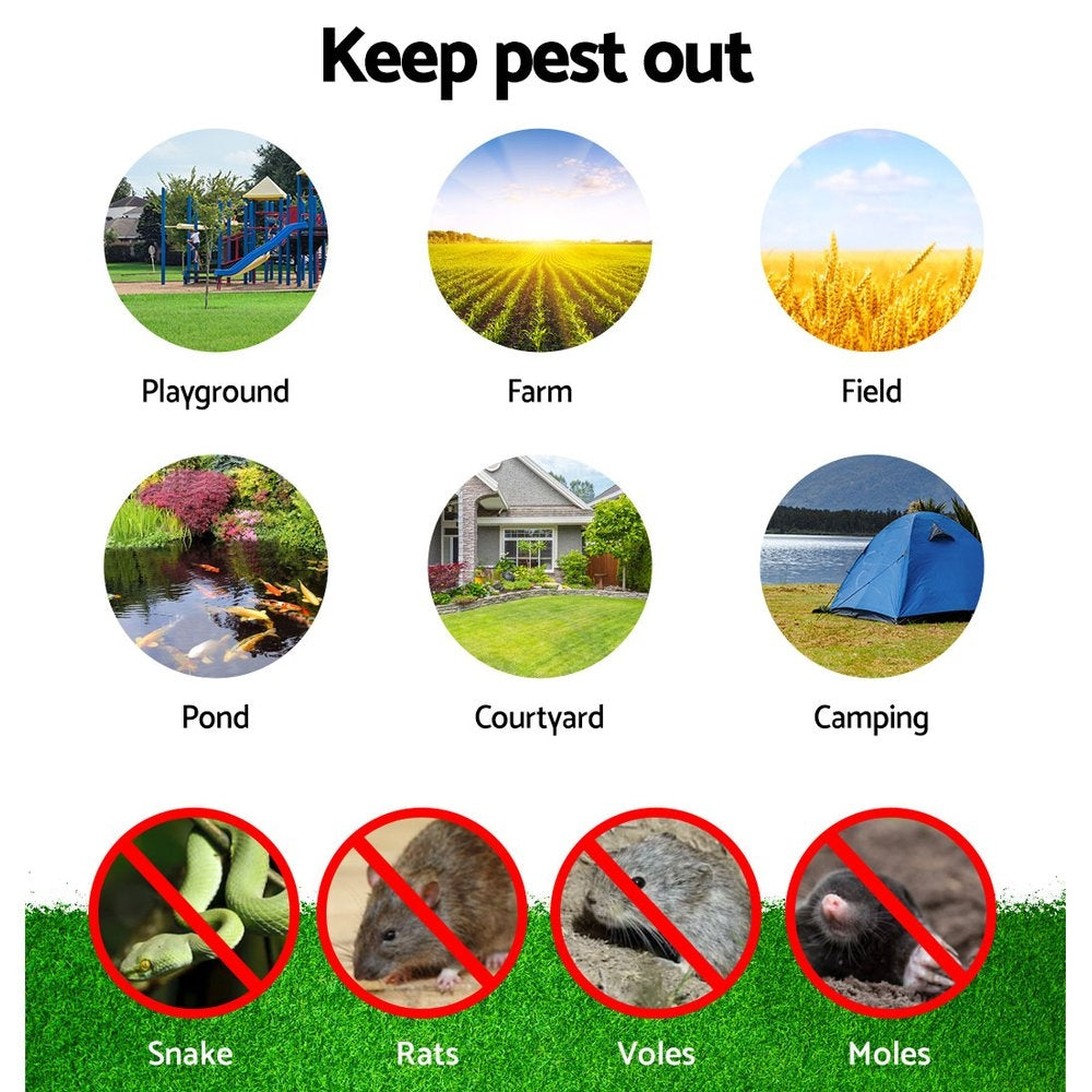 Marlook 6X LED Solar Snake Repeller Pulse Plus Ultrasonic Pest Rodent Repellent