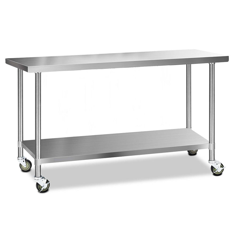 Marlook 1829x610mm Stainless Steel Kitchen Bench with Wheels 304