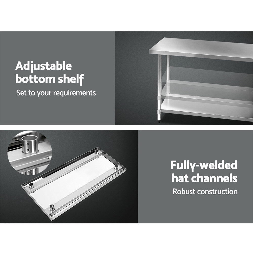 Marlook 1219x610mm Stainless Steel Kitchen Bench 430