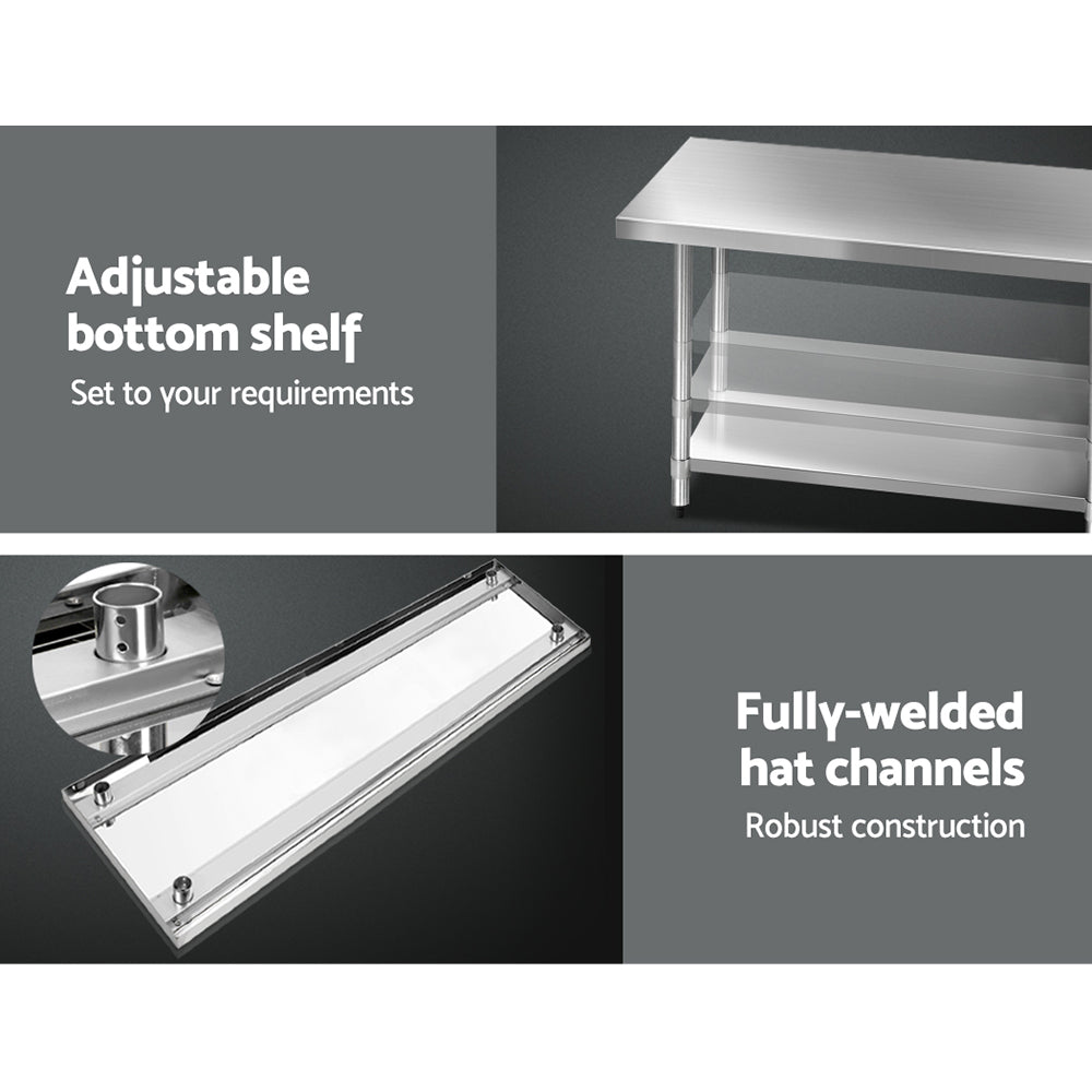 Marlook 1829x760mm Stainless Steel Kitchen Bench 430