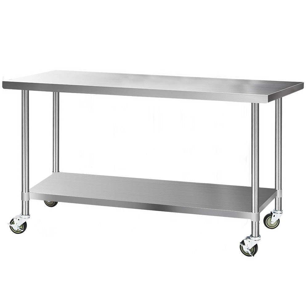 Marlook 1829x760mm Stainless Steel Kitchen Bench with Wheels 430