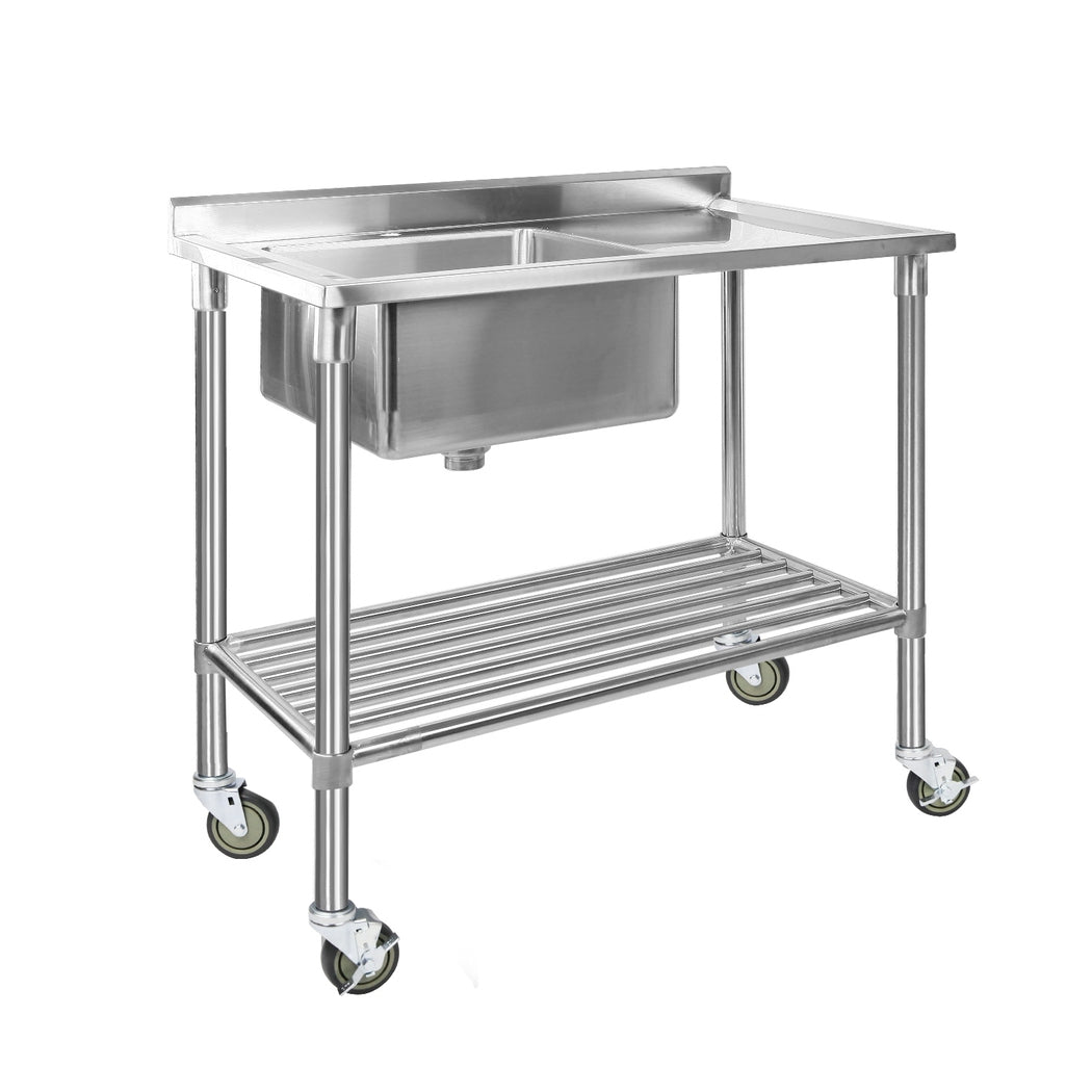 Marlook Stainless Steel Sink Bench Kitchen Work Benches Bowl Wheels 304