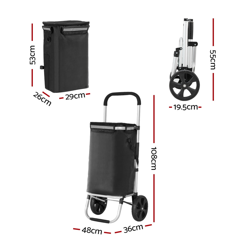Marlook Foldable Shopping Cart Trolley Grocery Storage Portable Aluminum 45KG