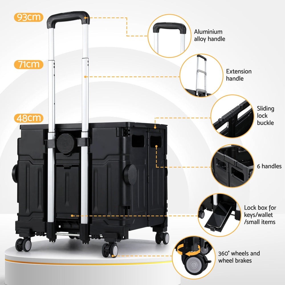 Marlook Shopping Trolley Cart 75L Foldable Black