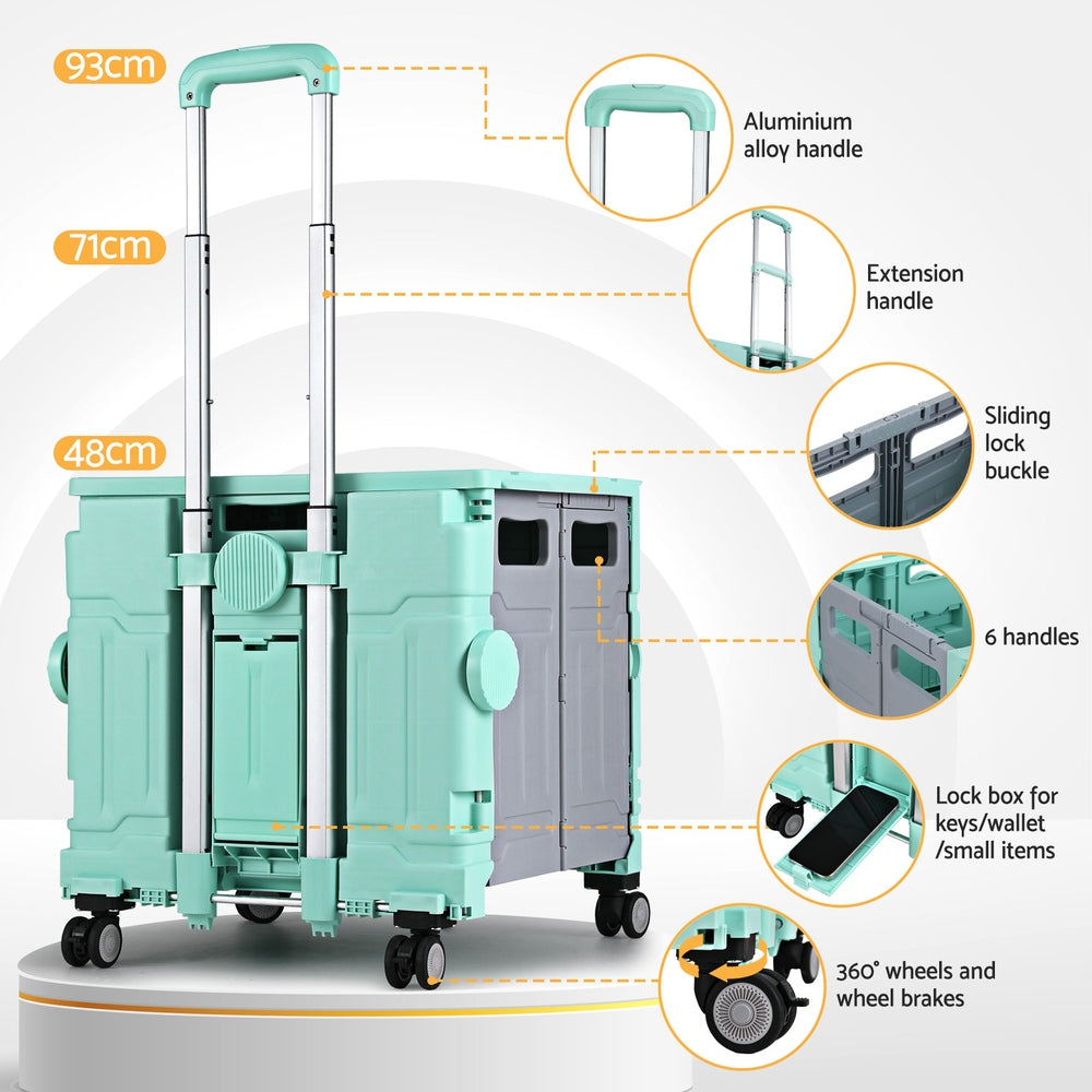 Marlook Shopping Trolley Cart 75L Foldable Green