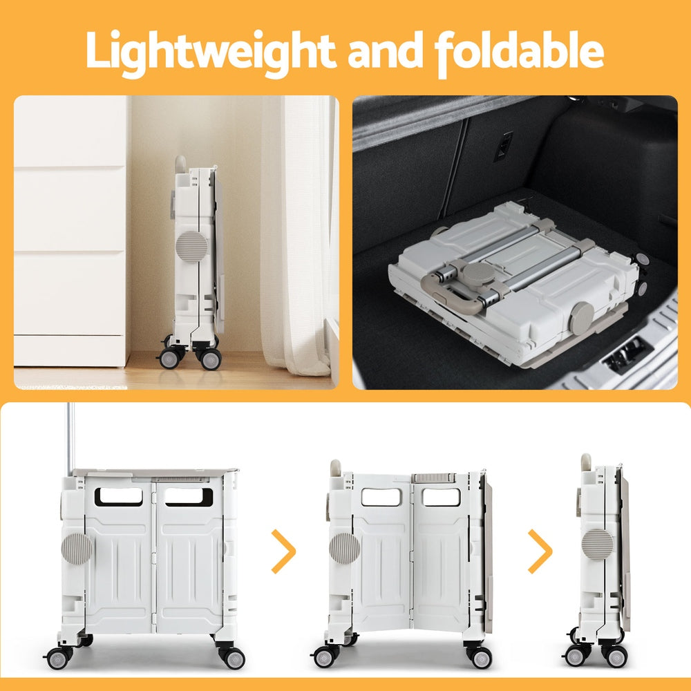Marlook Shopping Trolley Cart 75L Foldable White