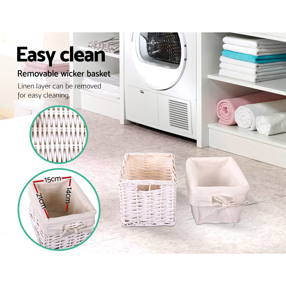 Marlook Bedside Table 1 Drawer with Basket Rustic White X2