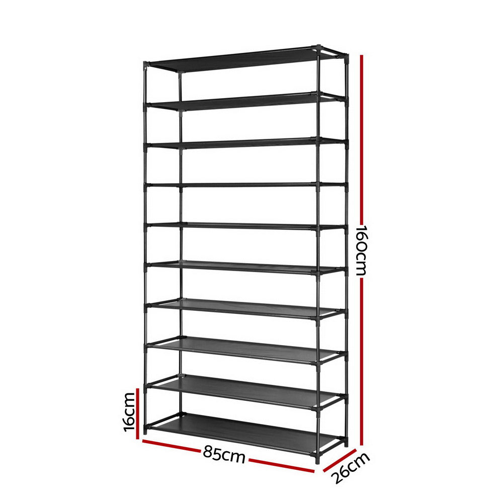 Marlook Shoe Rack Cabinet Stackable 50 Pairs 10-Tier Black