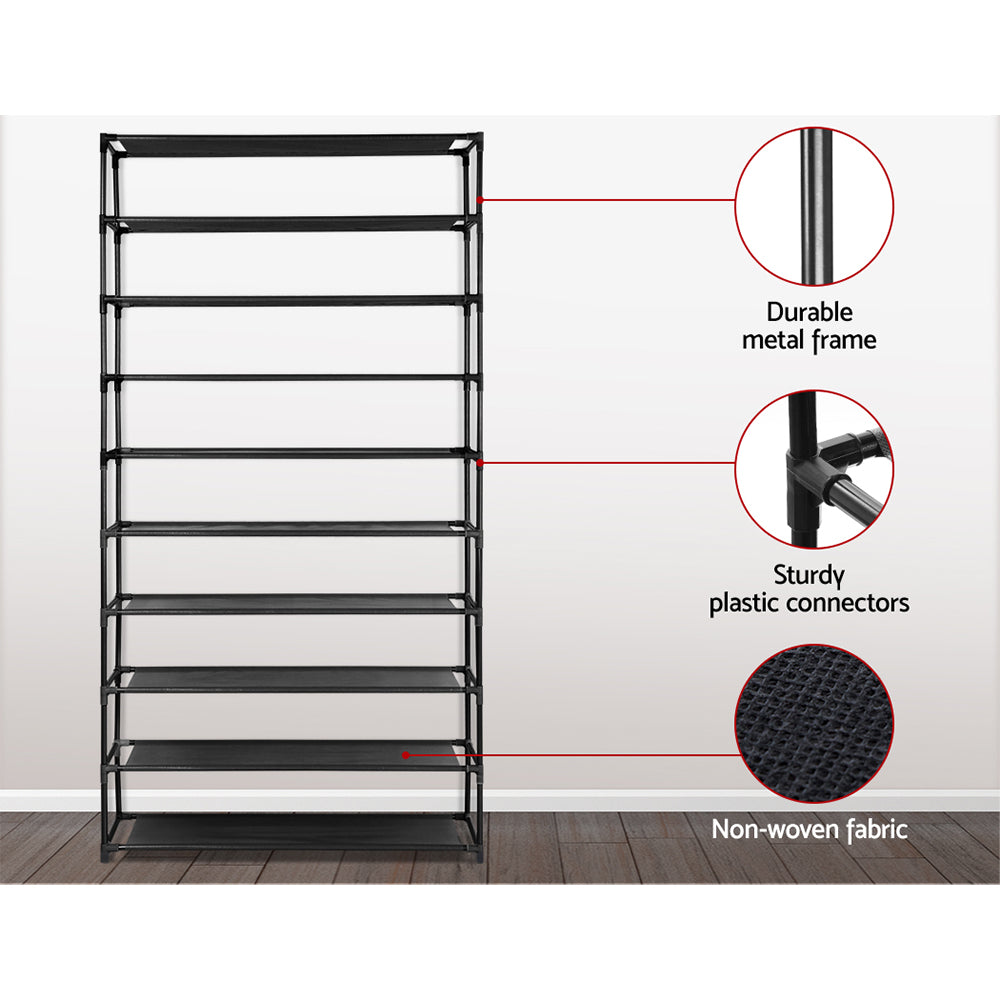 Marlook Shoe Rack Cabinet Stackable 50 Pairs 10-Tier Black