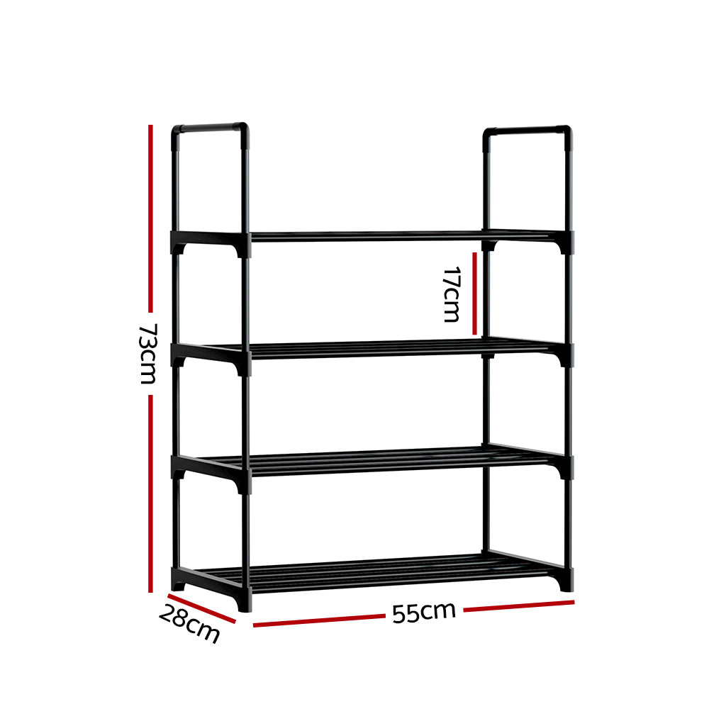 Marlook Shoe Rack Cabinet Stackable 4-tier 12 Pairs Black