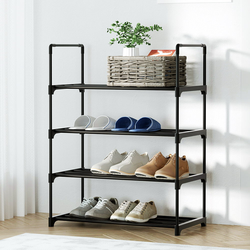 Marlook Shoe Rack Cabinet Stackable 4-tier 12 Pairs Black