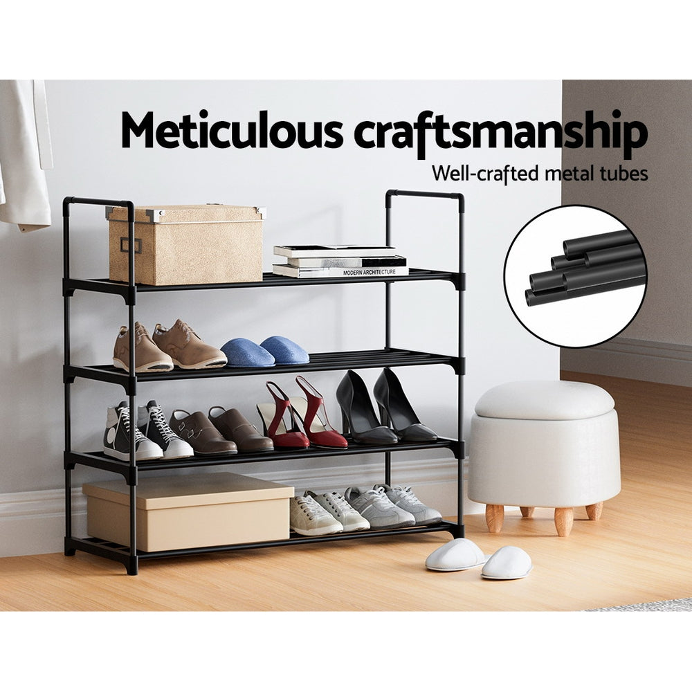 Marlook Shoe Rack 4-tier 16 Pairs Stackable Black