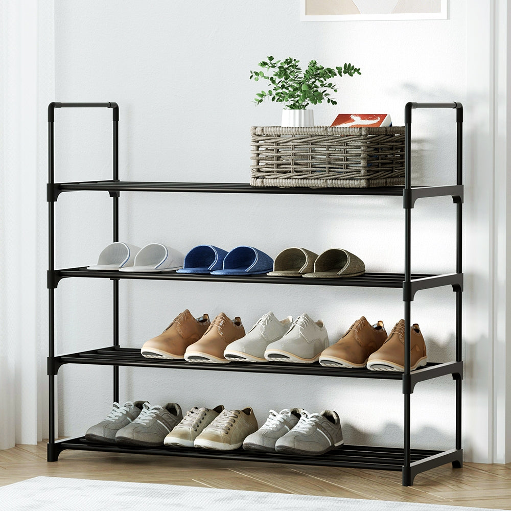 Marlook Shoe Rack 4-tier 16 Pairs Stackable Black