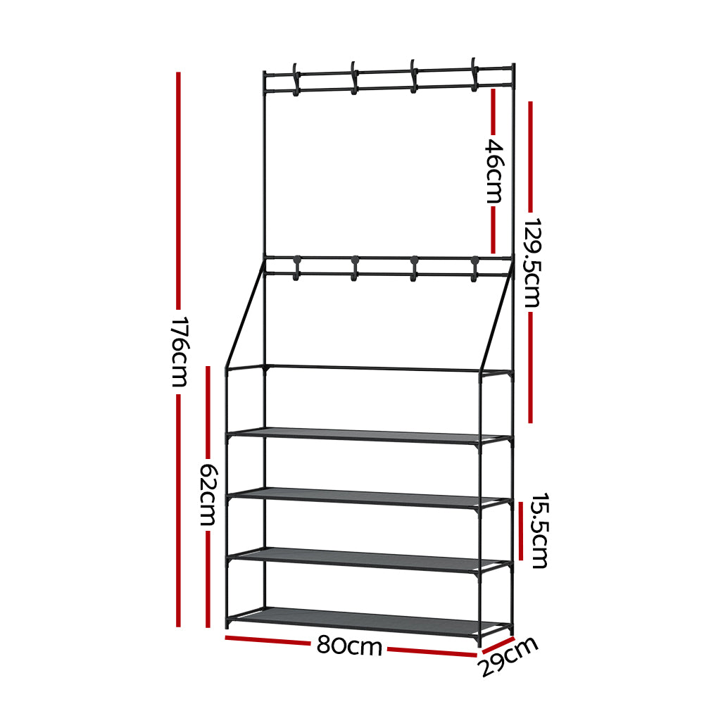Marlook Shoe Rack Hall Tree 16 Pairs Black