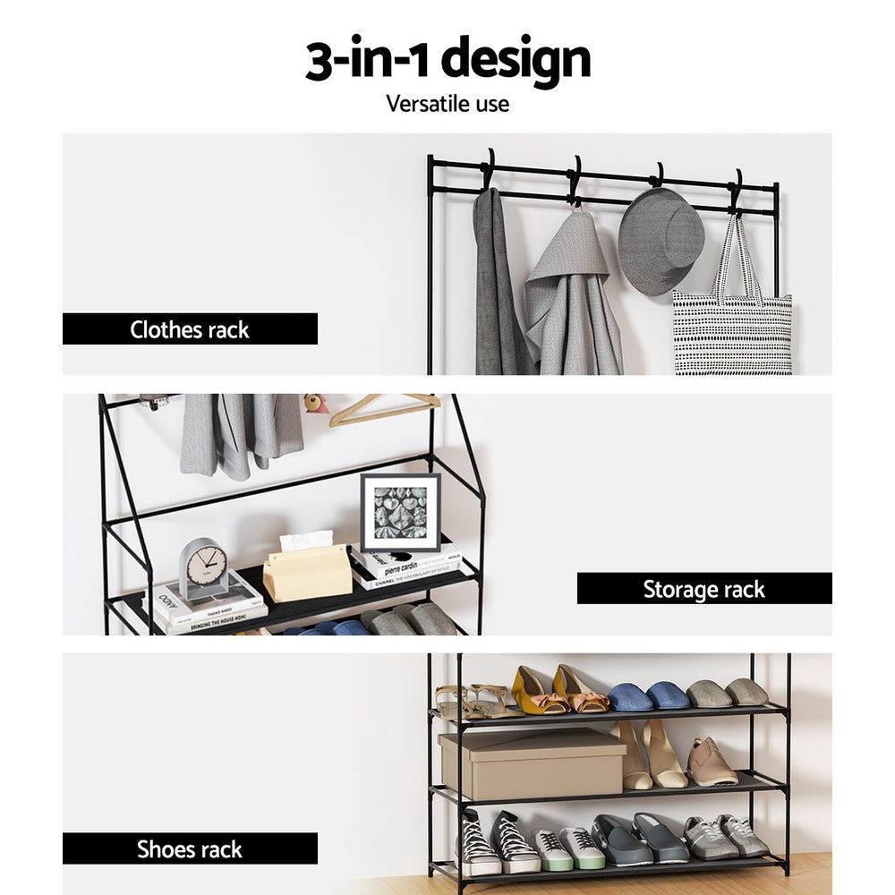 Marlook Shoe Rack Hall Tree 16 Pairs Black